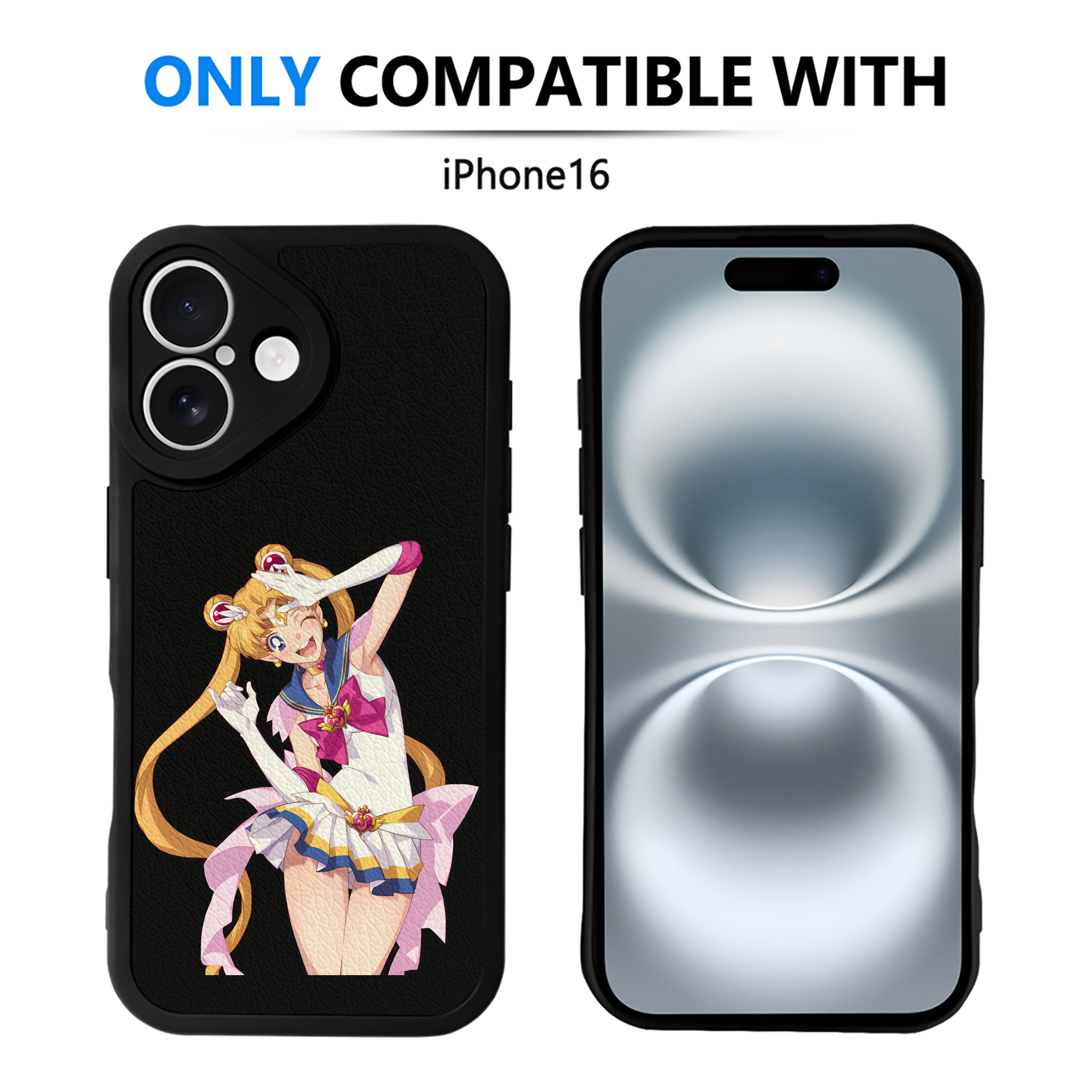 （画像用） 美少女戦士セーラームーン 月野 うさぎ つきの うさぎ Sailor Moon Tsukino Usagi 【iPhone 16シリーズ対応】シリコンスマホケース（レザー調） 材質：シリコン